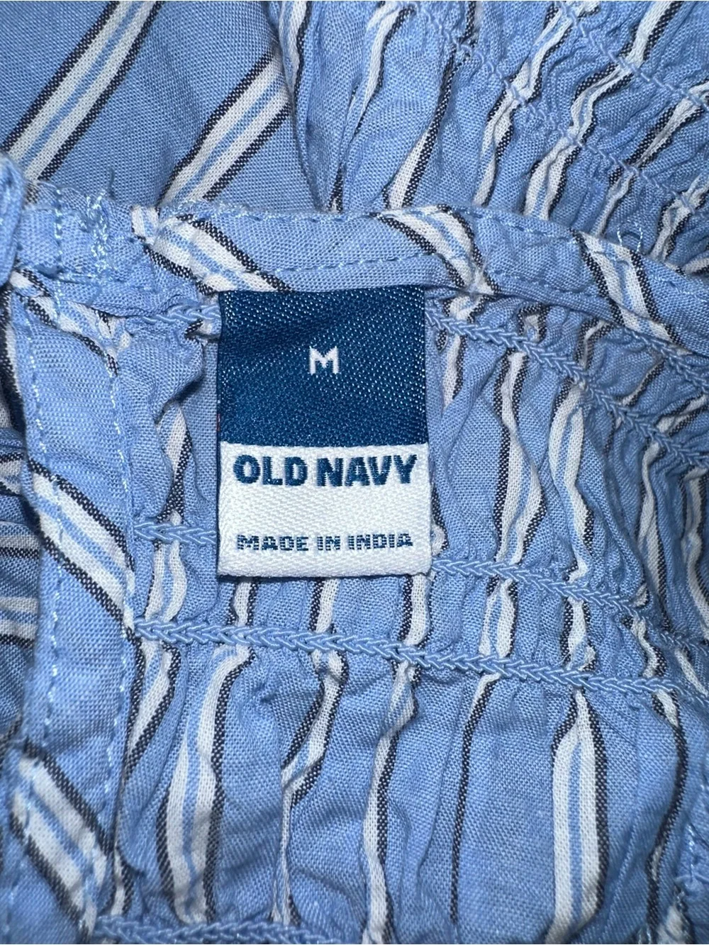 Old Navy Blue & White Smocked Peplum Blouse